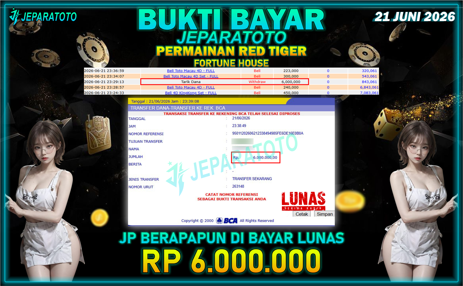 BUKTI KEMENANGAN MEMBER JEPARATOTO I FORTUNE HOUSE