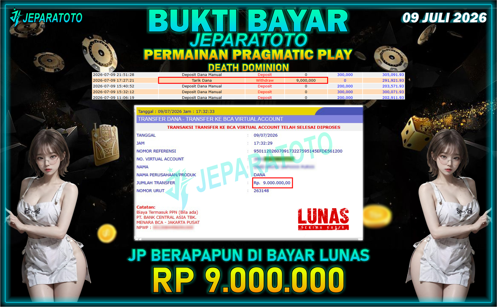 BUKTI KEMENANGAN MEMBER JEPARATOTO I DEATH DOMINION