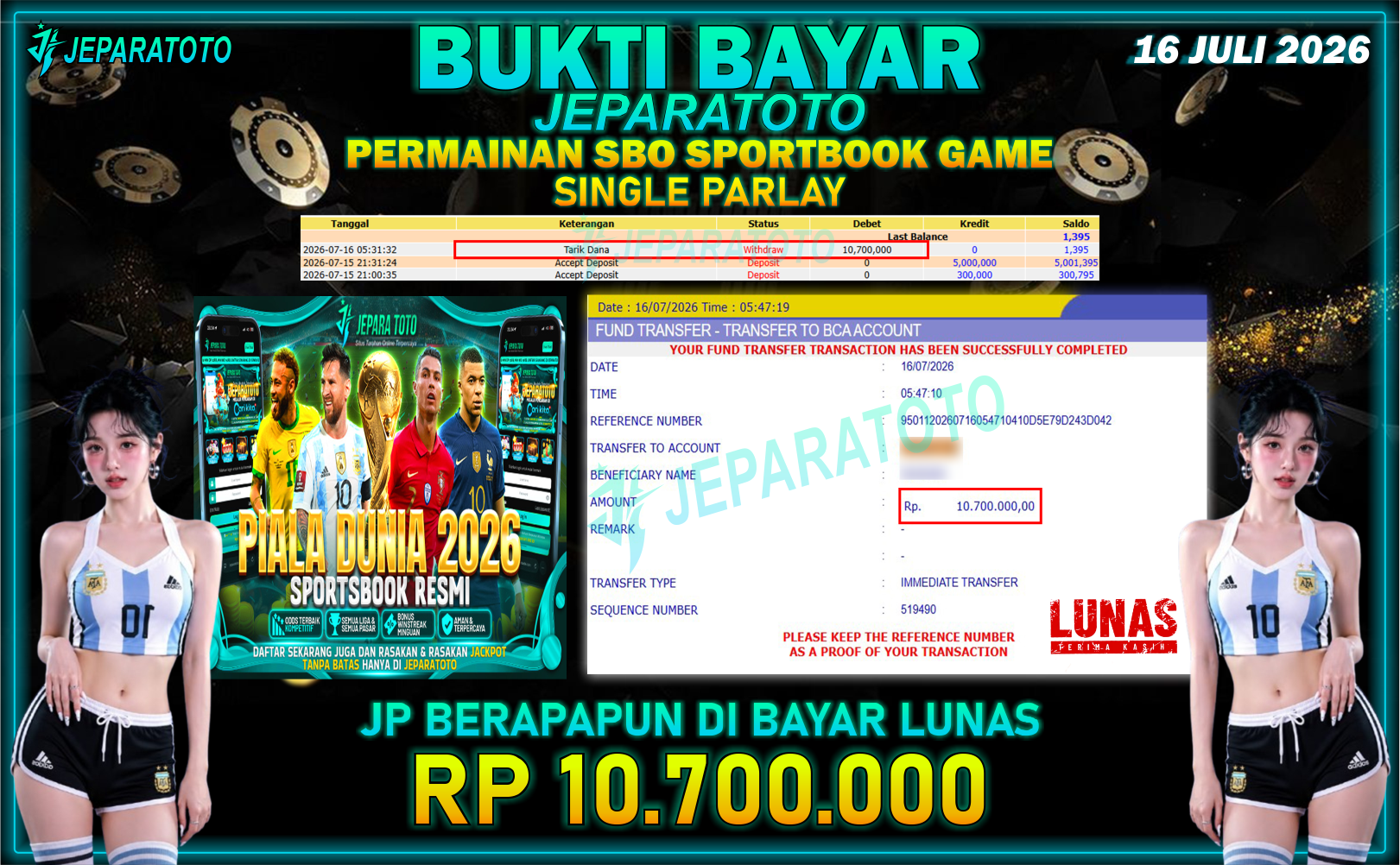 BUKTI KEMENANGAN MEMBER JEPARATOTO I SINGLE PARLAY