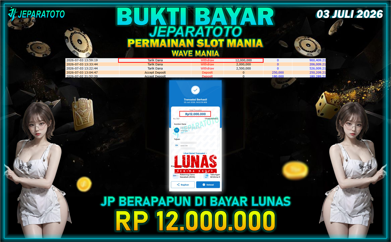 BUKTI KEMENANGAN MEMBER JEPARATOTO I WAVE MANIA