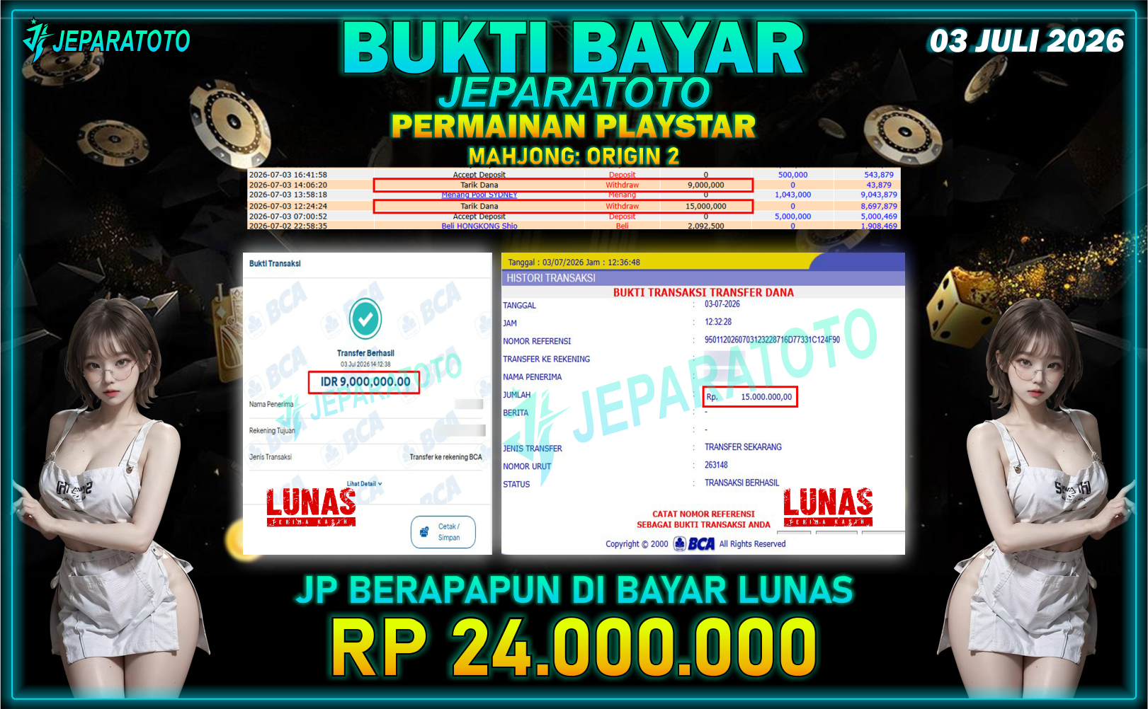 BUKTI KEMENANGAN MEMBER JEPARATOTO I MAHJONG : ORIGIN 2