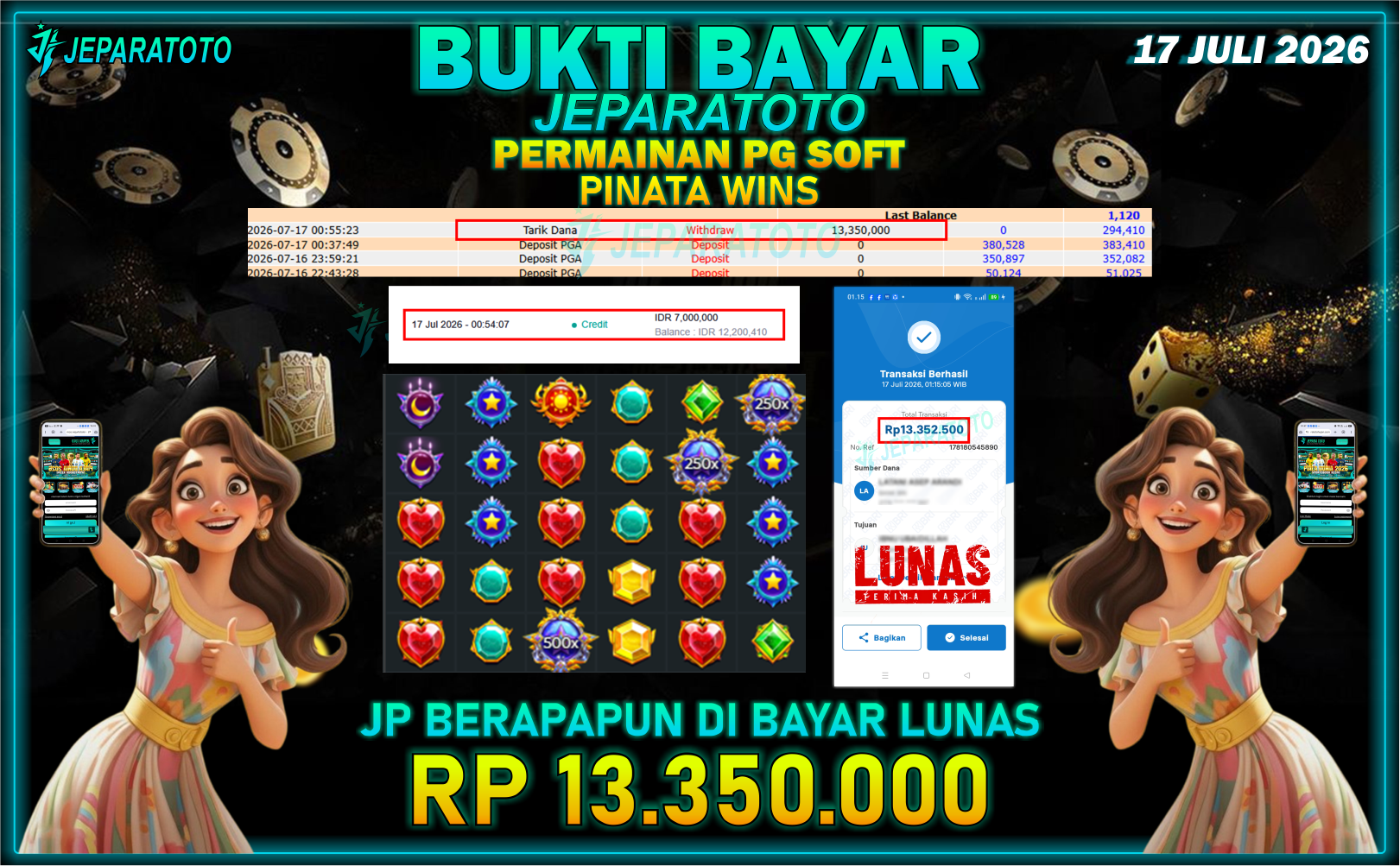 BUKTI KEMENANGAN MEMBER JEPARATOTO I PINATA WINS