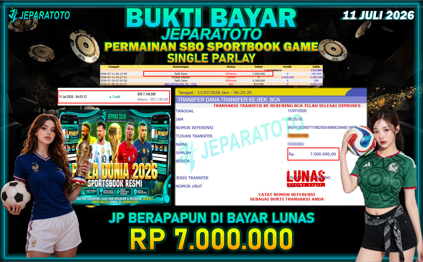 BUKTI KEMENANGAN MEMBER JEPARATOTO I SINGLE PARLAY