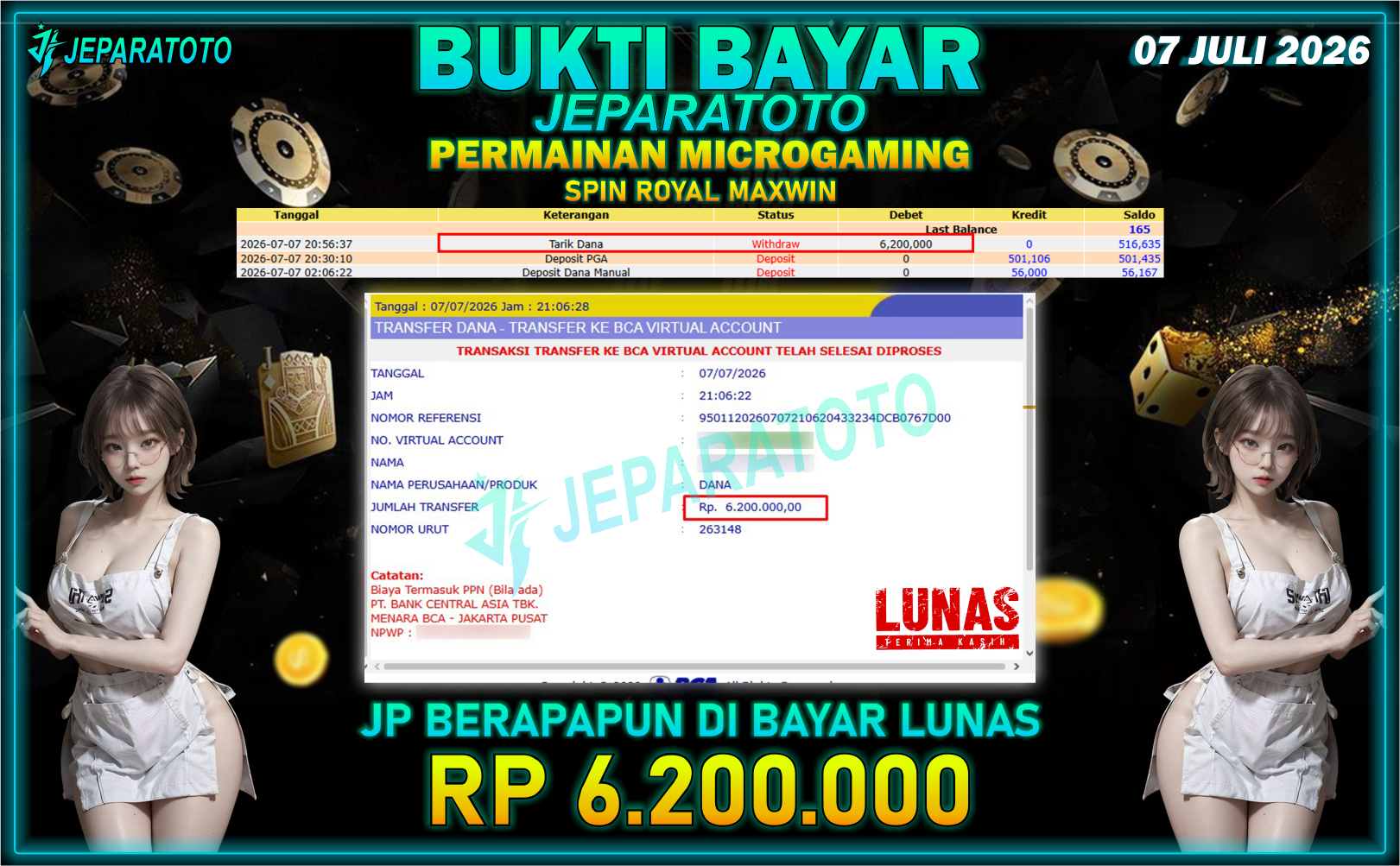 BUKTI KEMENANGAN MEMBER JEPARATOTO I SPIN ROYAL MAXWIN