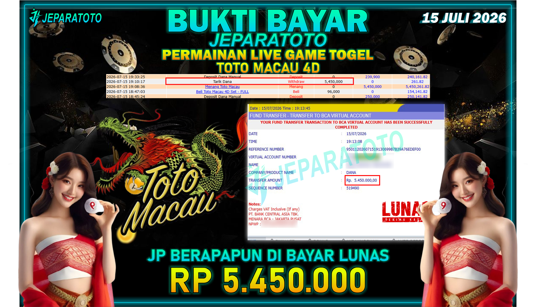 BUKTI KEMENANGAN MEMBER JEPARATOTO I TOTO MACAU 4D