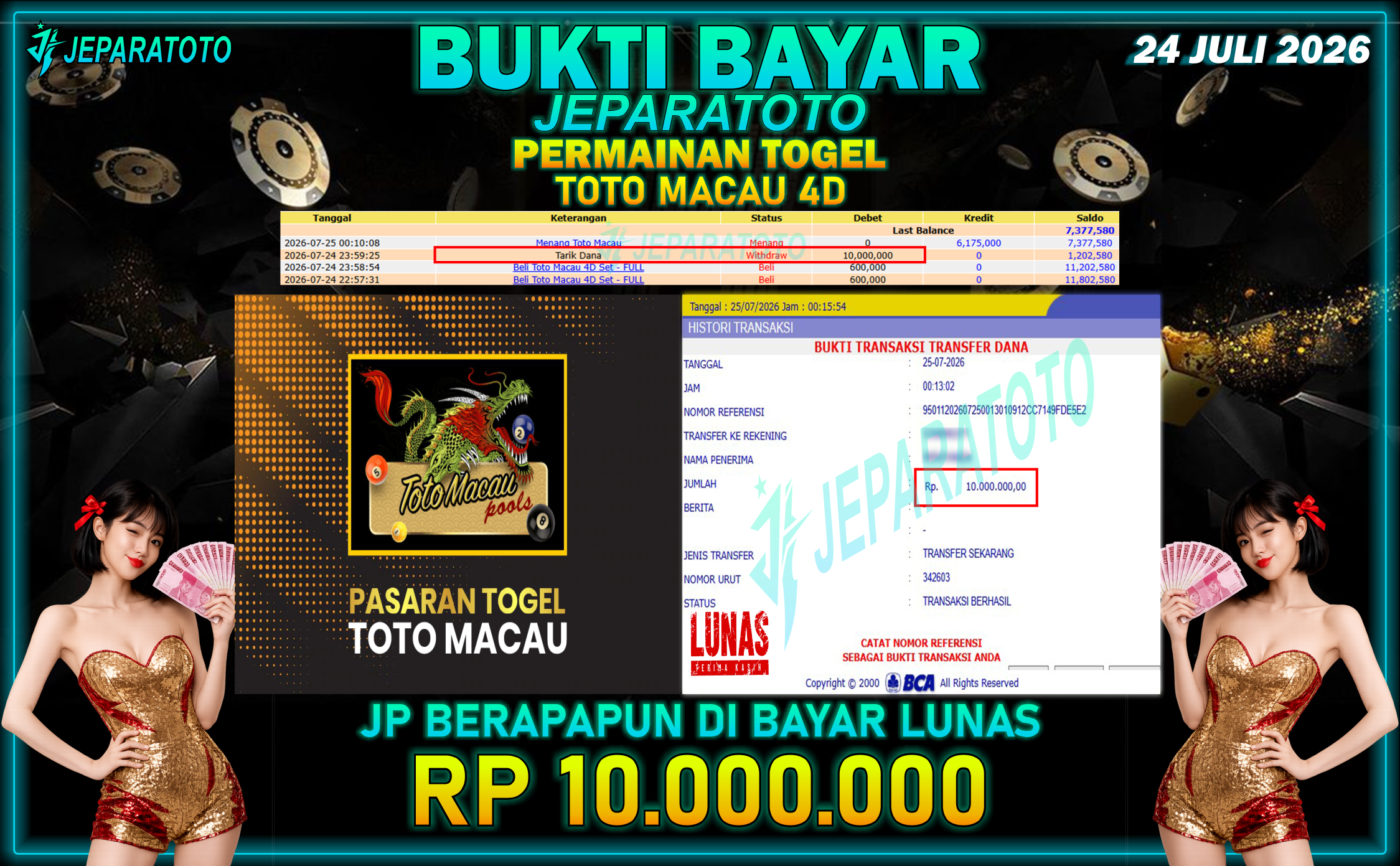 BUKTI KEMENANGAN MEMBER JEPARATOTO I TOTO MACAU 4D