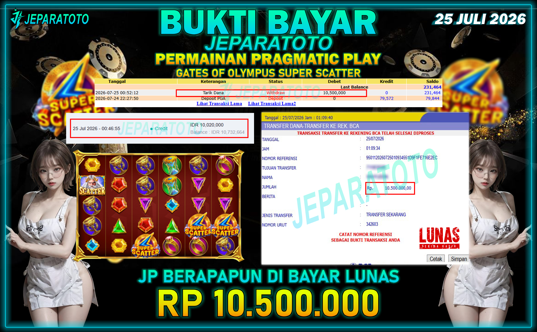 BUKTI KEMENANGAN MEMBER JEPARATOTO I GATES OF OLYMPUS SUPER SCATTER