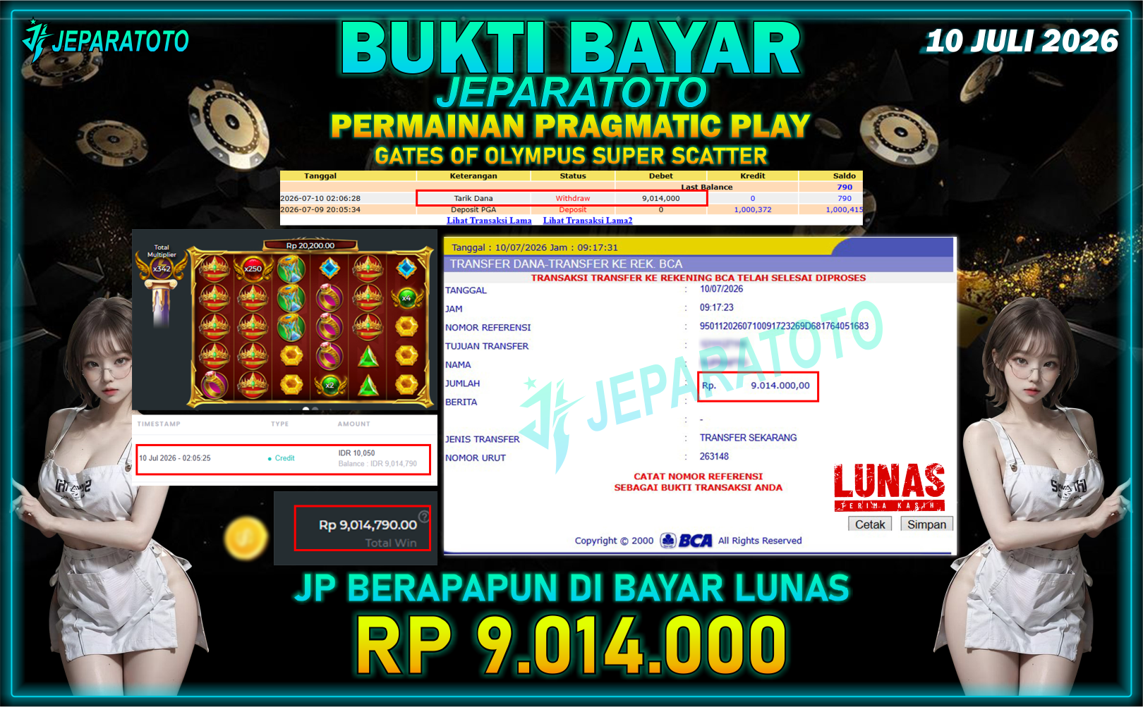 BUKTI KEMENANGAN MEMBER JEPARATOTO I GATES OF OLYMPUS SUPER SCATTER