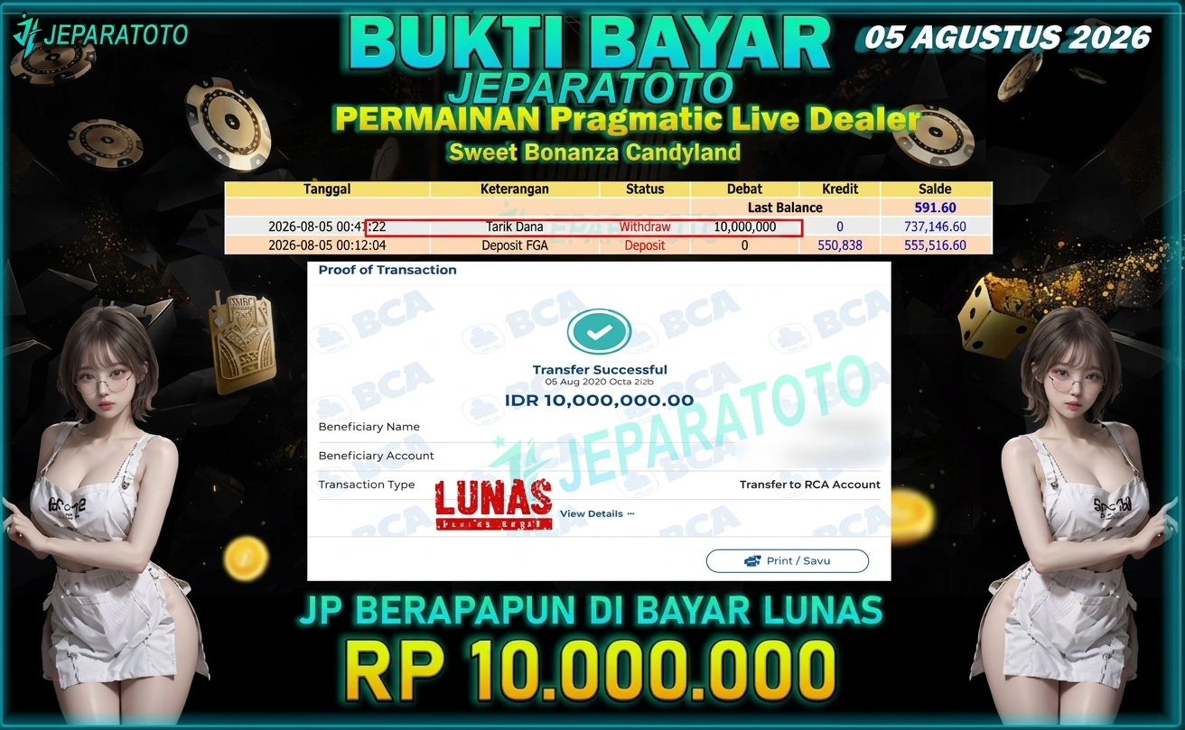 BUKTI KEMENANGAN MEMBER JEPARATOTO I SWEET BONANZA CANDYLAND