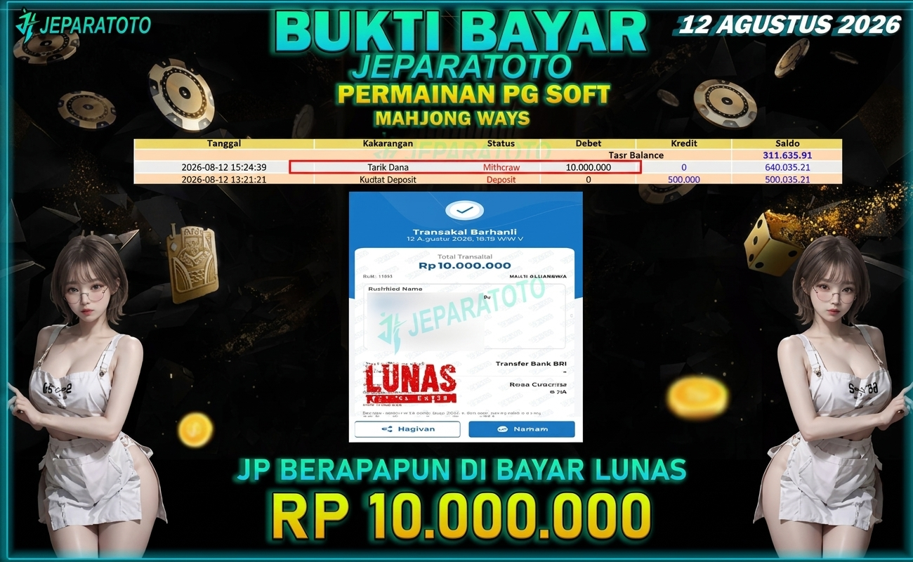 BUKTI KEMENANGAN MEMBER JEPARATOTO I MAHJONG WAYS
