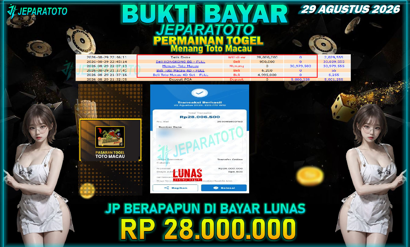 BUKTI KEMENANGAN MEMBER JEPARATOTO I MENANG TOTO MACAU