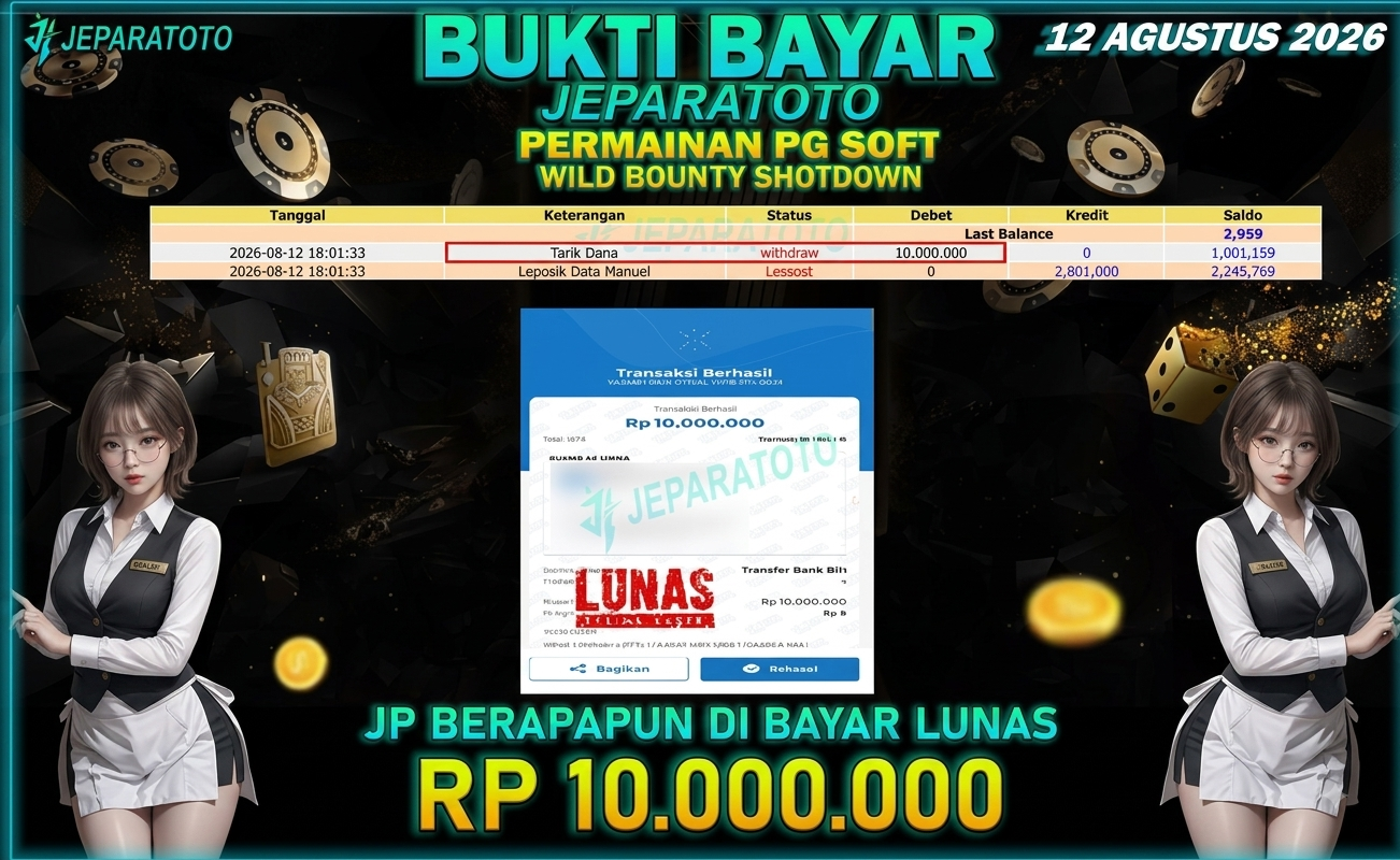 BUKTI KEMENANGAN MEMBER JEPARATOTO I WILD BOUNTY SHOTDOWN