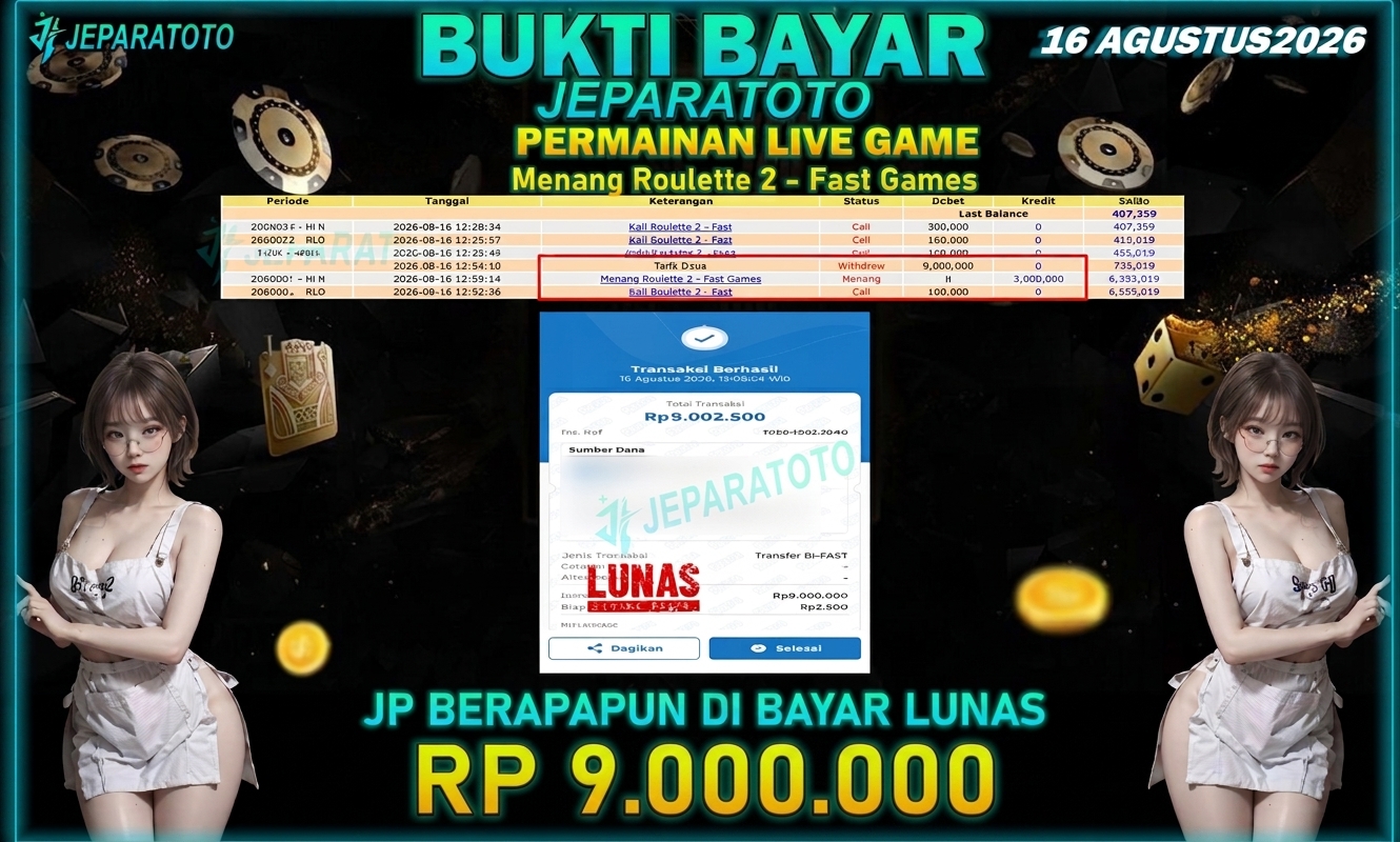 BUKTI KEMENANGAN MEMBER JEPARATOTO I MENANG ROULETTE 2 FAST GAMES