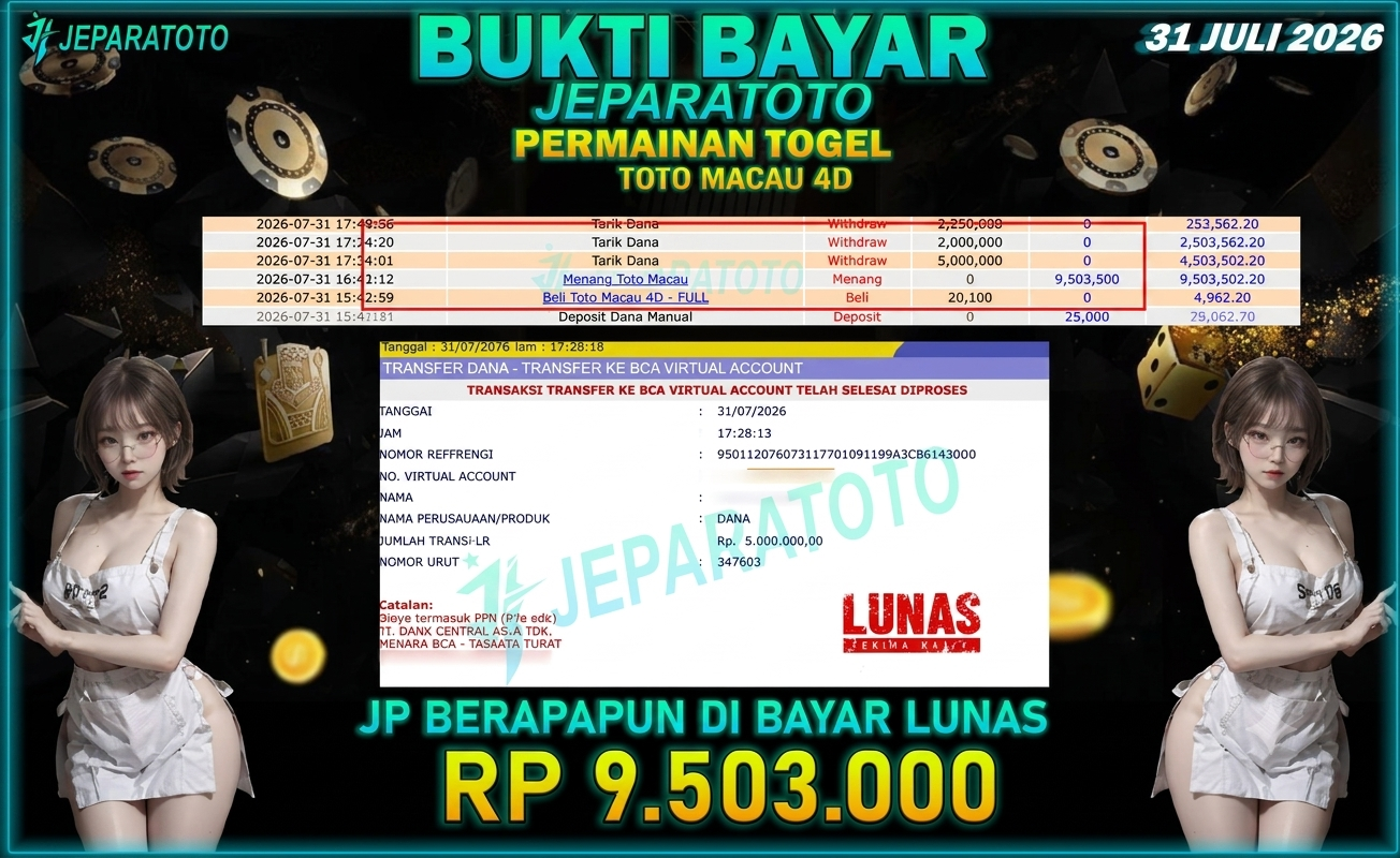 BUKTI KEMENANGAN MEMBER JEPARATOTO I TOTO MACAU 4D