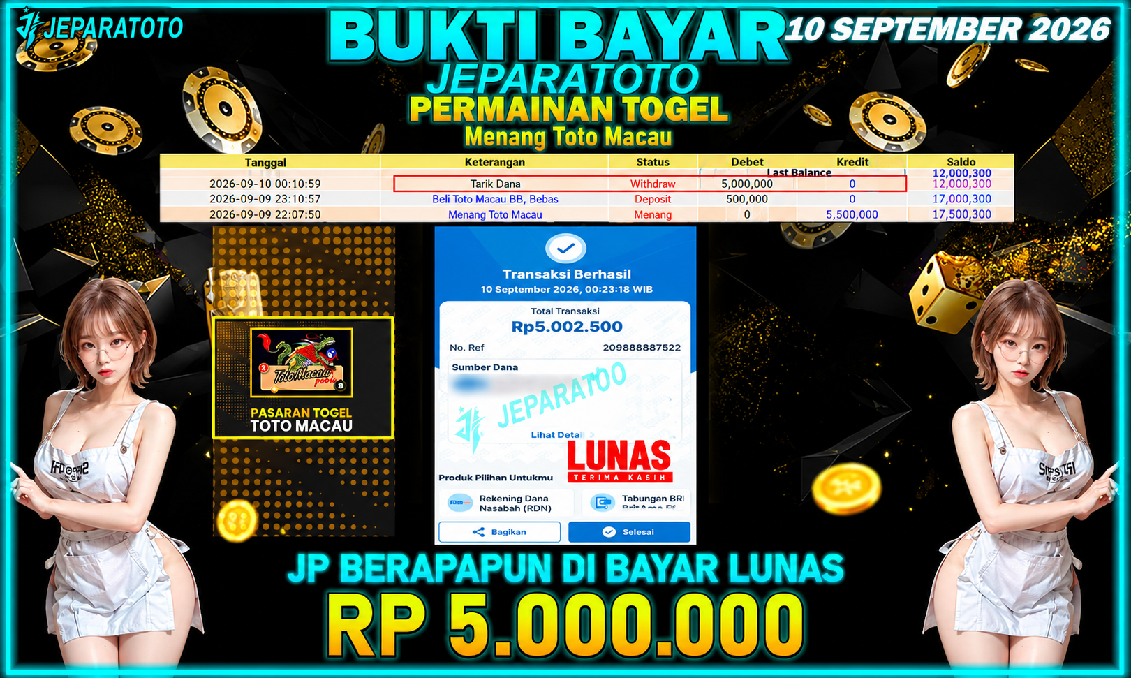 BUKTI KEMENANGAN MEMBER JEPARATOTO I MENANG TOTO MACAU