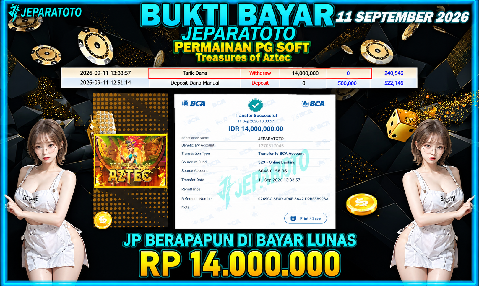 BUKTI KEMENANGAN MEMBER JEPARATOTO I  TREASURES OF AZTEC